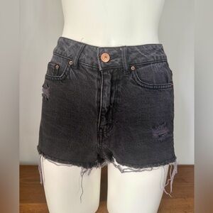 H&M Charcoal Distressed Jean Shorts